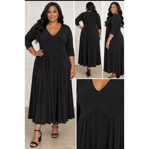 Sympli Women's Black V-Neck Long Sleeve Maxi Dress Size 18 102-2881-2 NWT